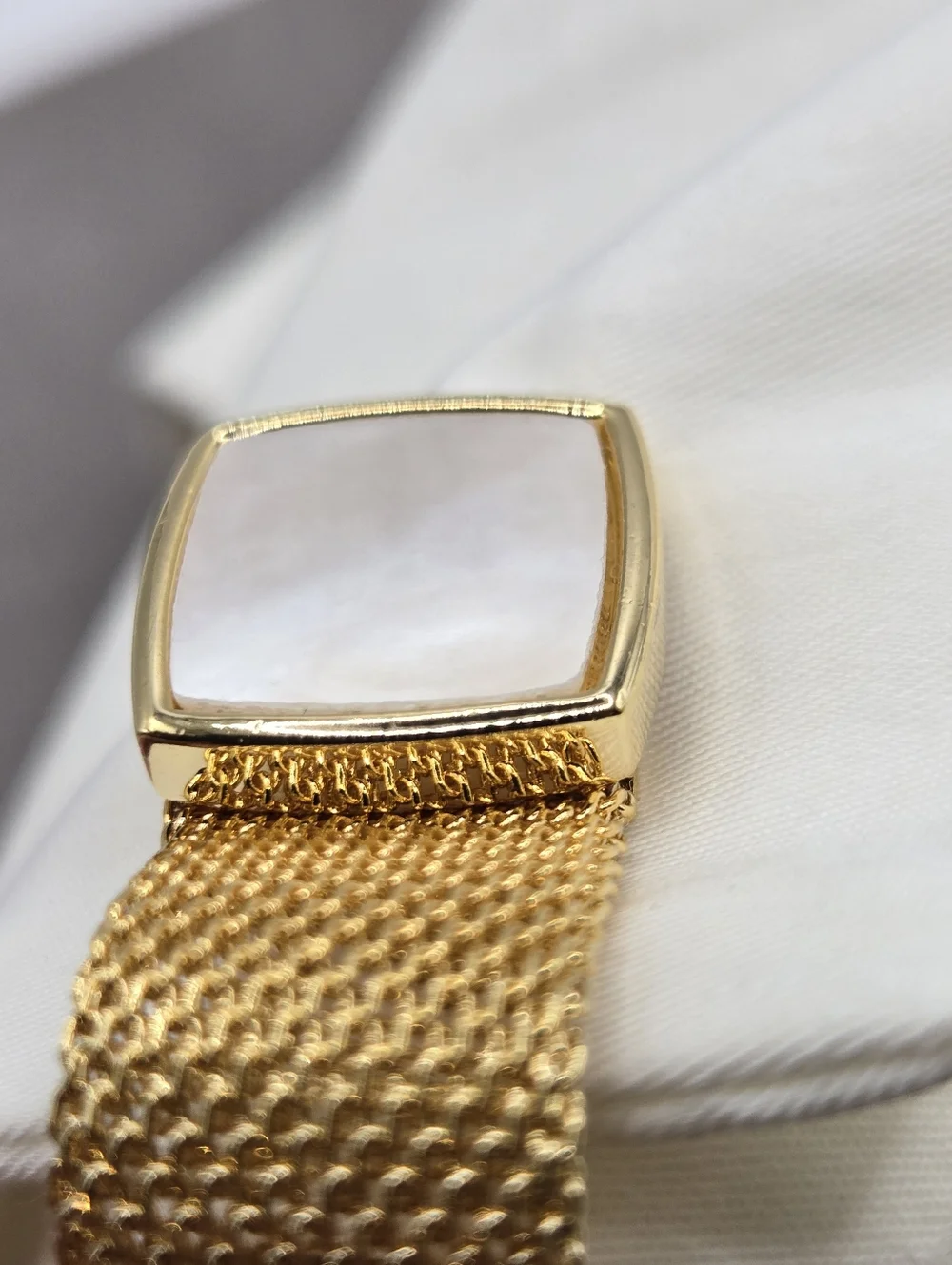 Gold Mesh Wrap Cufflinks Mother Of Pearl Wedding Formal Event Paul Fredrick
